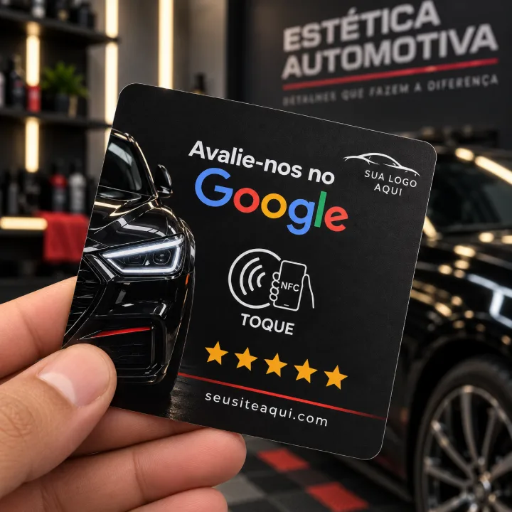 Plaquinha de avaliação para estética automotiva